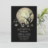 Halloween Spooky Dark Volle Maan Jack O Lantern Kaart (Staand voorkant)