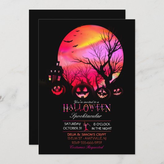 Halloween Spooky Dark Volle Maan Jack O Lantern Kaart (Voorkant / Achterkant)