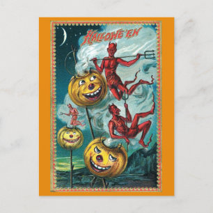  Halloween Spooky Devil Pompoen Briefkaart
