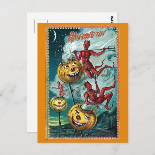 Halloween Spooky Devil Pompoen Briefkaart (Voorkant / Achterkant)