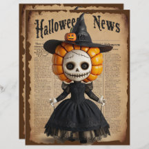  Halloween Spooky Doll Scrapbook Paper