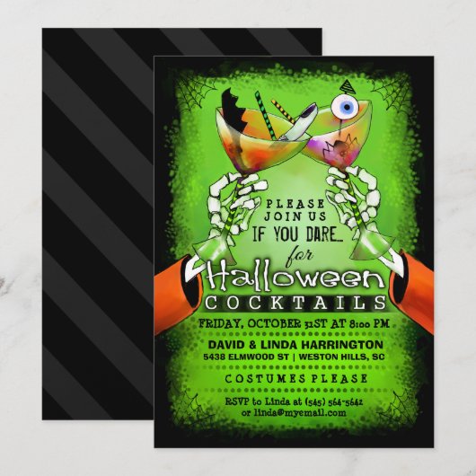 Halloween Spooky Drinken Cocktail Invitation Kaart (Voorkant / Achterkant)