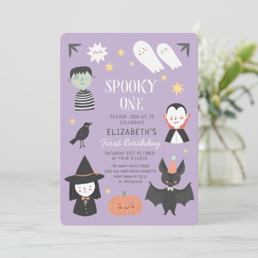 Halloween Spooky Een Eerste Verjaardag Kaart (Staand voorkant)