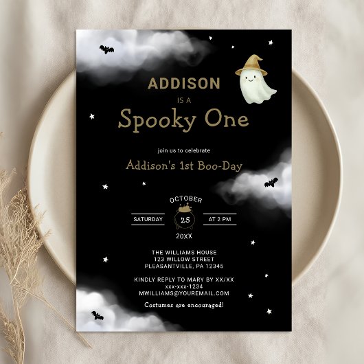 Halloween Spooky Een Eerste Verjaardag Kaart