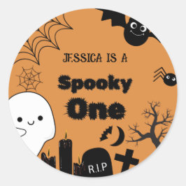 Halloween Spooky Een Eerste Verjaardagsfeest Ronde Sticker