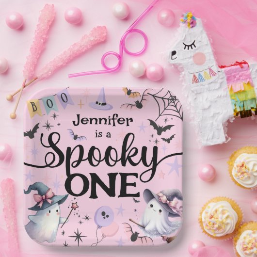 Halloween Spooky Een Schattige Spook 1e Verjaardag Papieren Bordje (Feest)