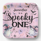 Halloween Spooky Een Schattige Spook 1e Verjaardag Papieren Bordje (Voorkant)