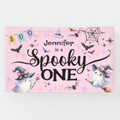 Halloween Spooky Een Schattige Spook 1e Verjaardag Spandoek (Horizontaal)