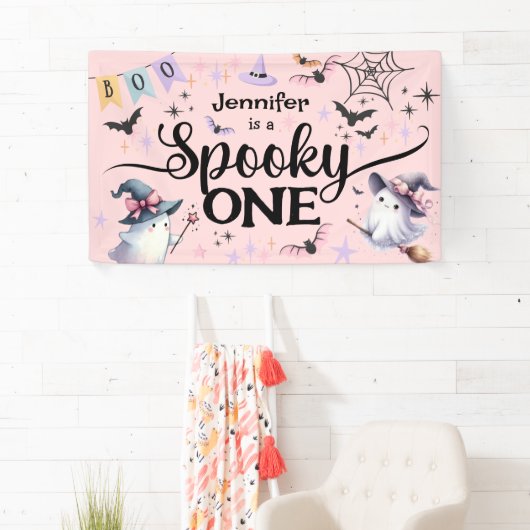 Halloween Spooky Een Schattige Spook 1e Verjaardag Spandoek (Insitu)