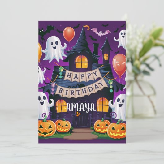 Halloween Spooky eerste uitnodiging (Staand voorkant)