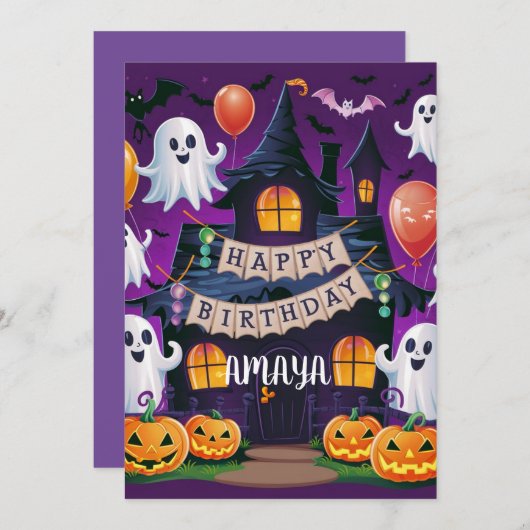 Halloween Spooky eerste uitnodiging (Voorkant / Achterkant)