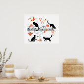 Halloween Spooky en Scary Cats die Muzieknotitie s Poster (Keuken)