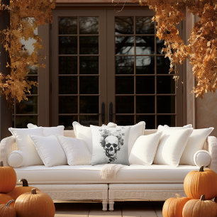 Halloween Spooky Enge Botanische Schedel Buitenkussen