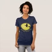 Halloween Spooky Enge Heks Broomstick Moonlight T-shirt (Voorkant volledig)