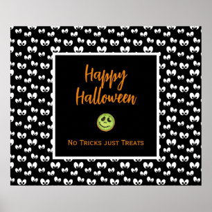 Halloween spooky eye green koekje geen trucjes poster