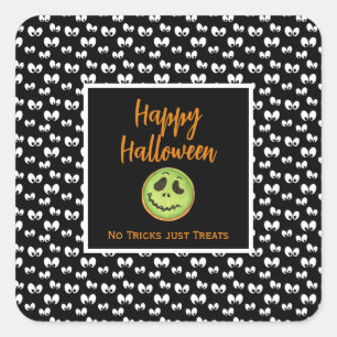 Halloween spooky eye green koekje geen trucjes vierkante sticker
