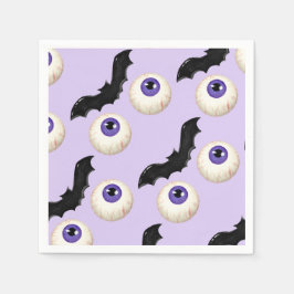 Halloween Spooky Eyeball & Bat Treats Paarse Servet