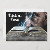 Halloween Spooky Eyes & Spell Book Invitation Kaart (Voorkant)