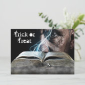 Halloween Spooky Eyes & Spell Book Invitation Kaart (Staand voorkant)