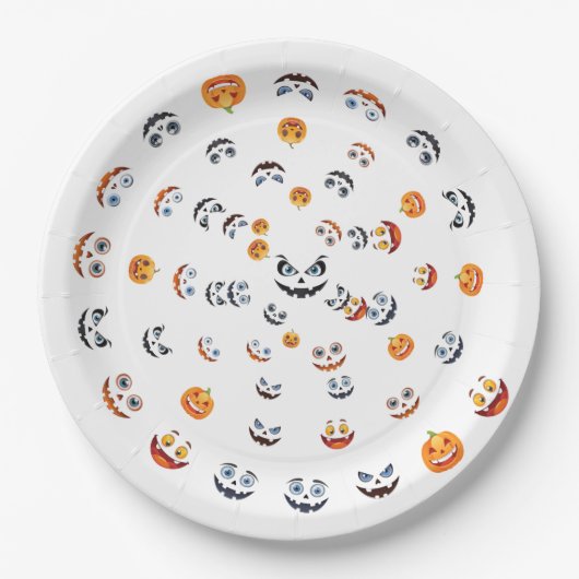 Halloween Spooky Face Pattern Papieren Bordje (Voorkant)