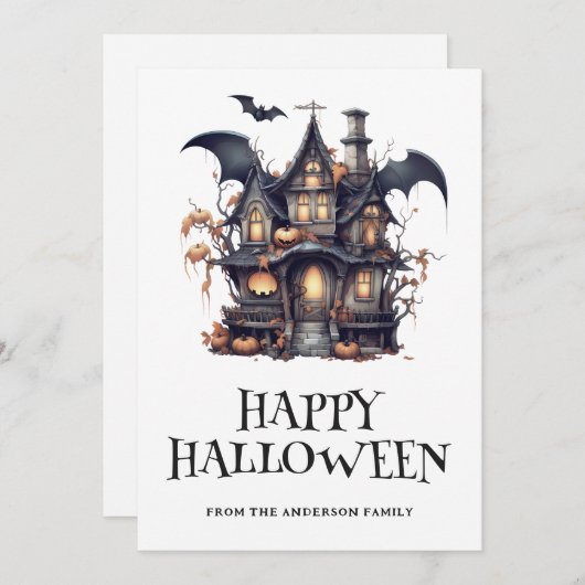 Halloween Spooky Feestdagenkaart (Voorkant / Achterkant)