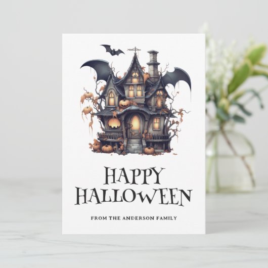 Halloween Spooky Feestdagenkaart (Staand voorkant)