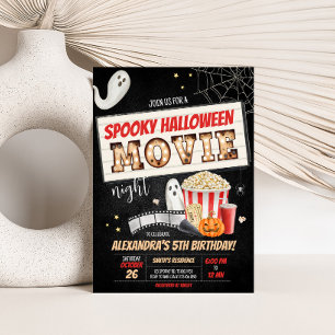Halloween Spooky Film Night Verjaardagsfeest Kaart