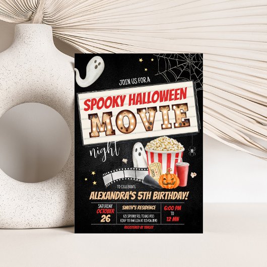 Halloween Spooky Film Night Verjaardagsfeest Kaart