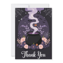 Halloween Spooky Floral Cauldron Dank u kaart