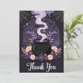 Halloween Spooky Floral Cauldron Dank u kaart (Staand voorkant)