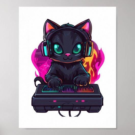 Halloween Spooky Gamer Cat Poster (Voorkant)