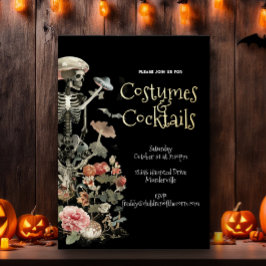 Halloween Spooky Garden Kostuum & Cocktails Zwart Folie Uitnodiging