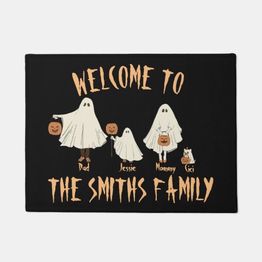 Halloween spooky geest familie deurmat (Voorkant)