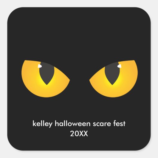 Halloween Spooky Gele Ogen, Minimalistische gunst Vierkante Sticker (Voorkant)