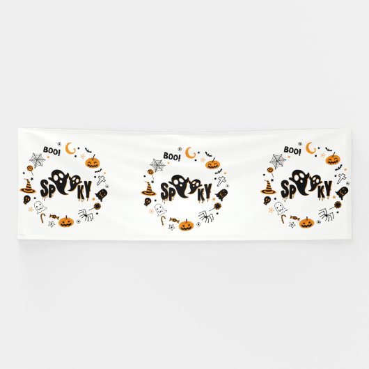Halloween Spooky Ghost 4x12 Vinyl Banner (Horizontaal)
