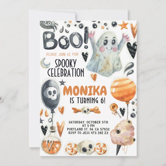 Halloween Spooky Ghost Birthday Uitnodiging (Voorkant)