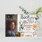 Halloween Spooky Ghost Birthday Uitnodiging (Staand voorkant)