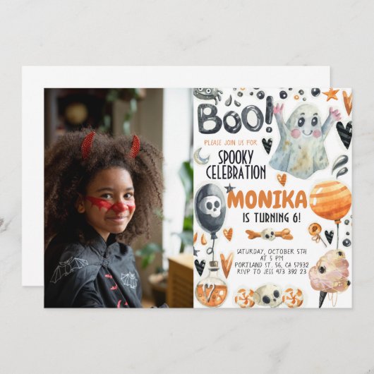 Halloween Spooky Ghost Birthday Uitnodiging (Voorkant / Achterkant)