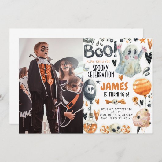 Halloween Spooky Ghost Birthday Uitnodiging (Voorkant / Achterkant)