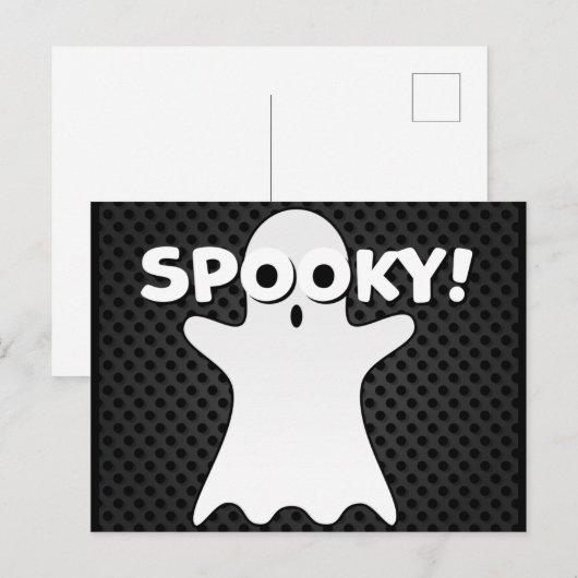 Halloween Spooky Ghost Black Briefkaart (Voorkant / Achterkant)