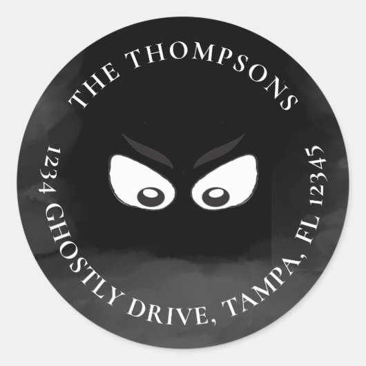 Halloween Spooky Ghost Cute Return-adreslabel Ronde Sticker (Voorkant)
