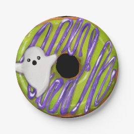 Halloween Spooky Ghost Groene Donut Papieren Bordje