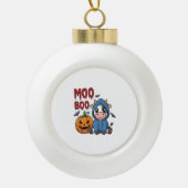 Halloween Spooky Ghost Koe Keramische Bal Ornament (Voorkant)