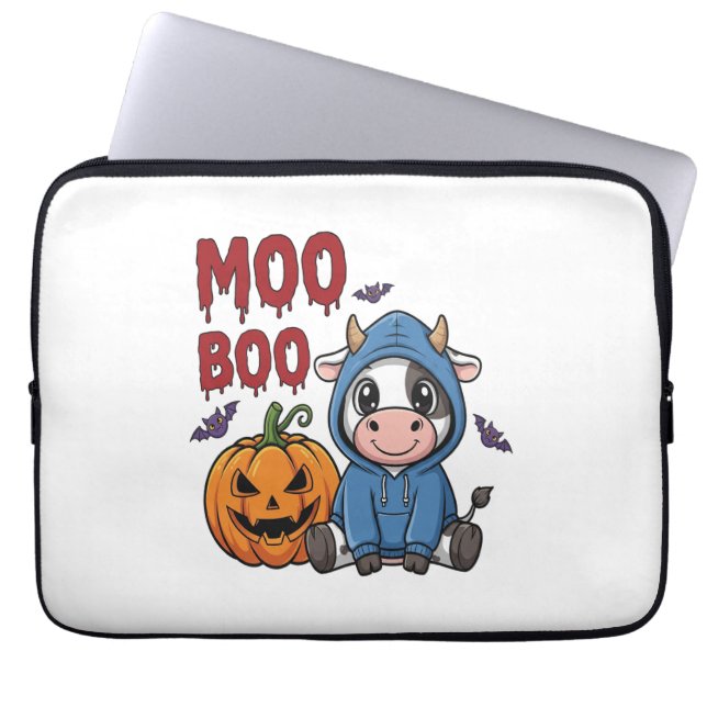 Halloween Spooky Ghost Koe Laptop Sleeve (Voorkant)