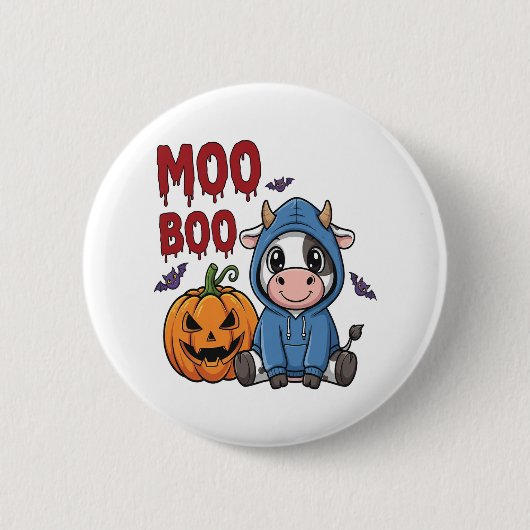 Halloween Spooky Ghost Koe Ronde Button 5,7 Cm (Voorkant)