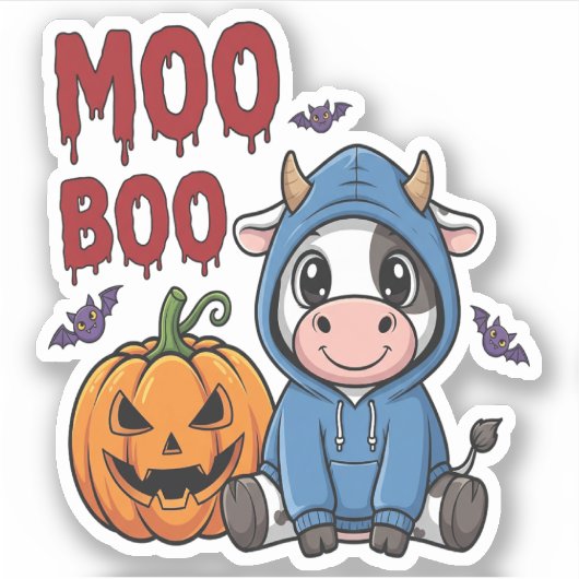 Halloween Spooky Ghost Koe Sticker (Voorkant)