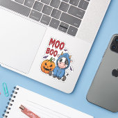 Halloween Spooky Ghost Koe Sticker (Laptop met iPhone)