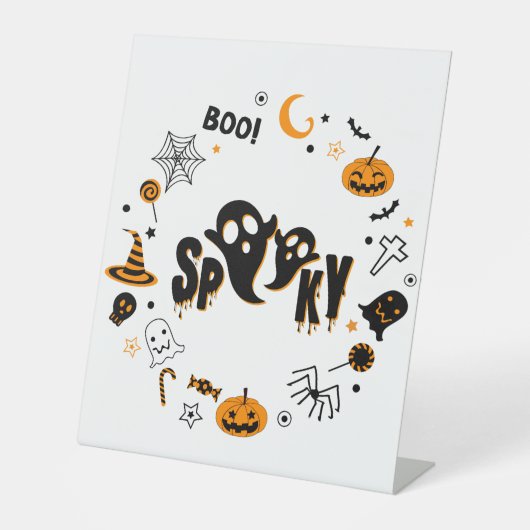Halloween Spooky Ghost Pedestal Sign Reclamebord Met Voetstuk (Voorkant)