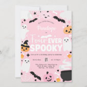 Halloween Spooky Ghost Pink 4e verjaardagsfeestje Kaart (Voorkant)