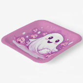 Halloween Spooky Ghost Schattig Roze Papieren Bordje (Gebogen)